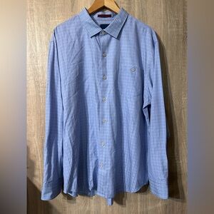 Tommy Bahama Blue Long Sleeve Button Down Shirt Size XL Silk Cotton Blend